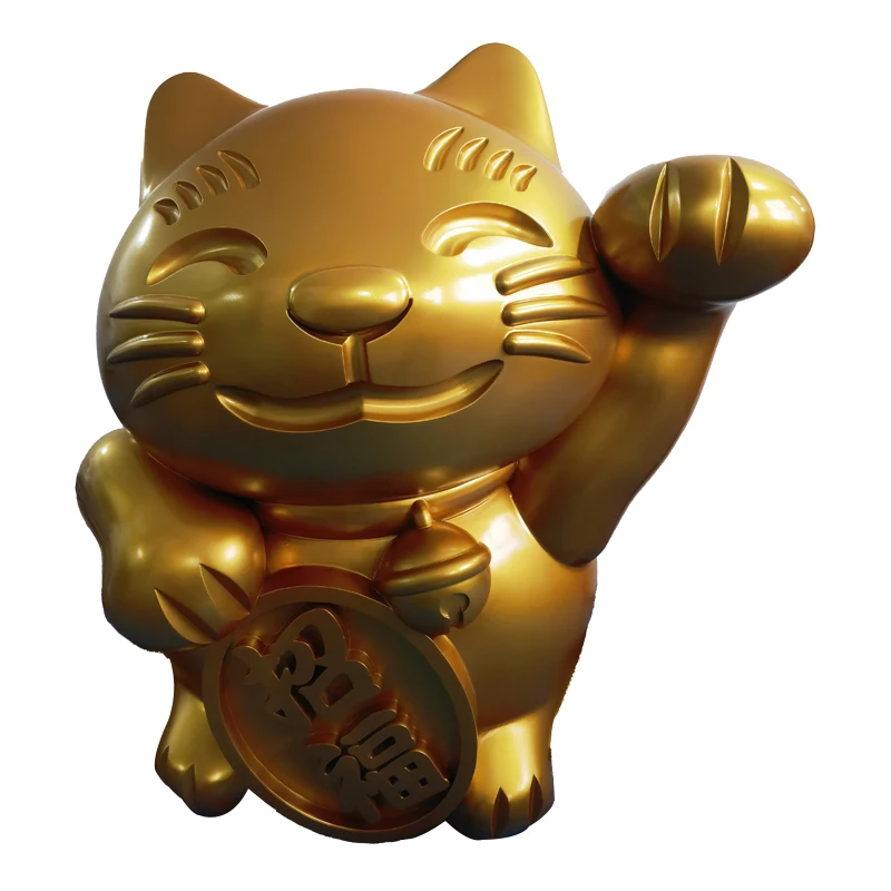 110cm Large-sized Resin Lucky Cat Statue for 3D Printing Spray Painted with Micro Machining