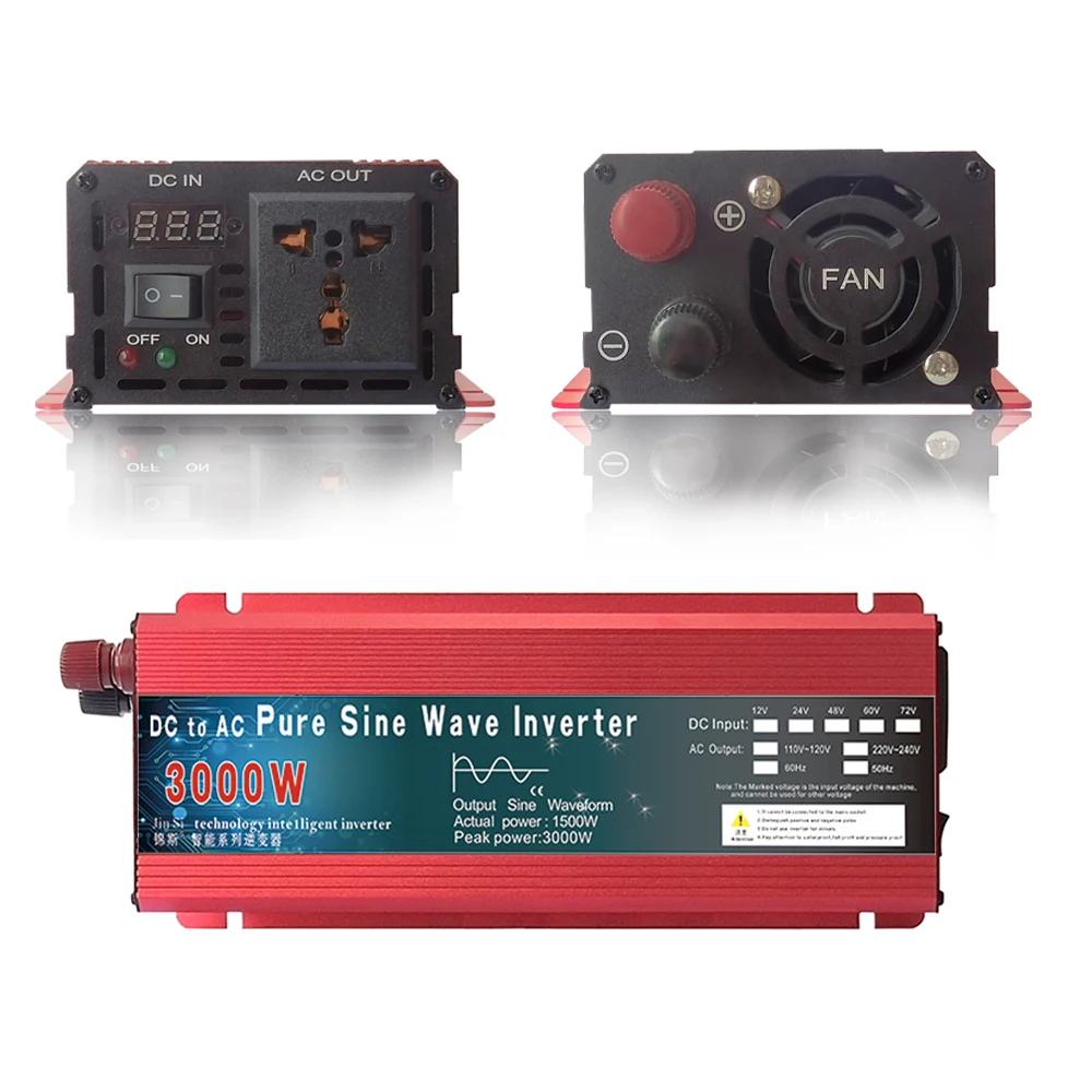 1600w/2200w/3000w Pure Sine Wave Power Inverter 12v/24v