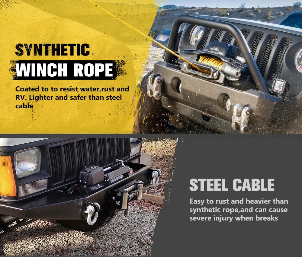 BUNKER INDUST 100FT Synthetic Winch Rope - 25000lbs 4WD off Road Recovery