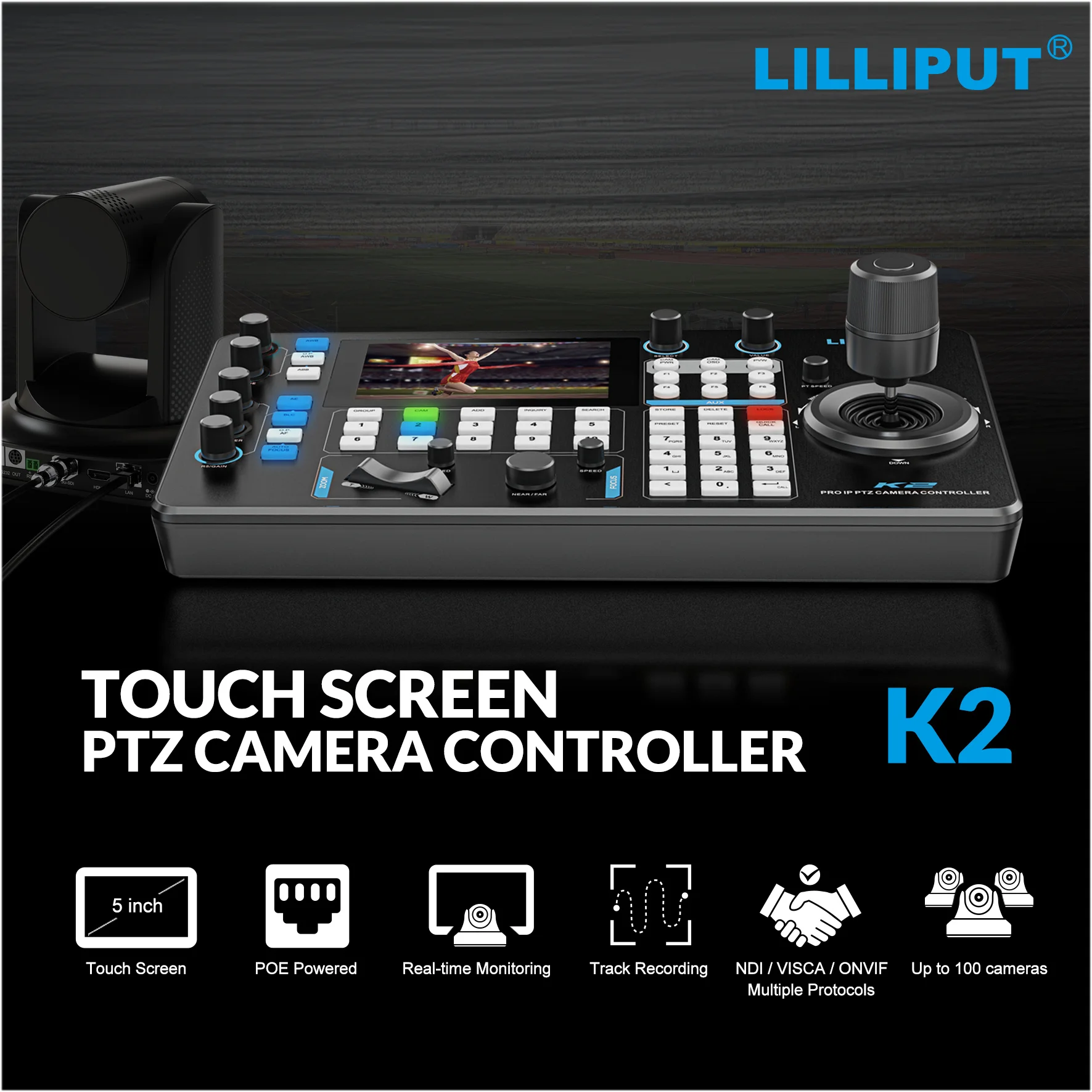 LILLIPUT 5" Touch Screen PTZ Camera Controller with 4D Joystick and Keyboard Support Preview Camera