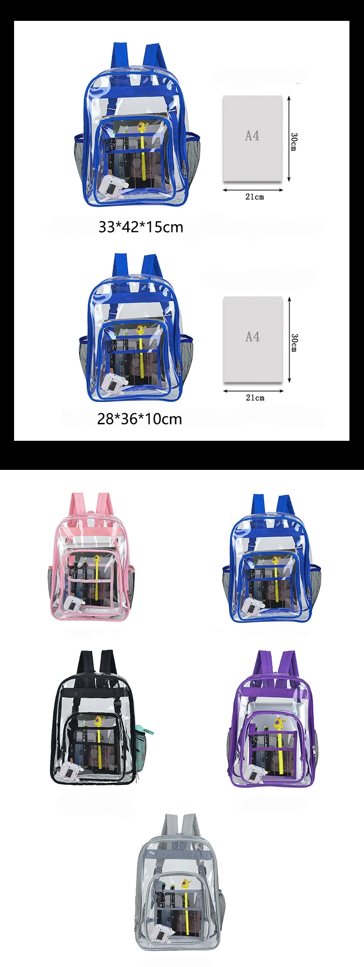 Custom Clear Plastic Backpack Wholesale Durable Thicken Pvc Clear ...