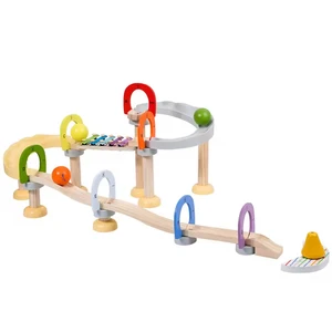 High Quality Unisex Wooden Marble Run Tracking Ball Game Assembled Music Train Track Educational Musical Toys for Kids