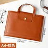 【Bolsa para computadora portátil A4 con botón a presión】 Marrón (almacenamiento de doble capa, se puede llevar en la mano)