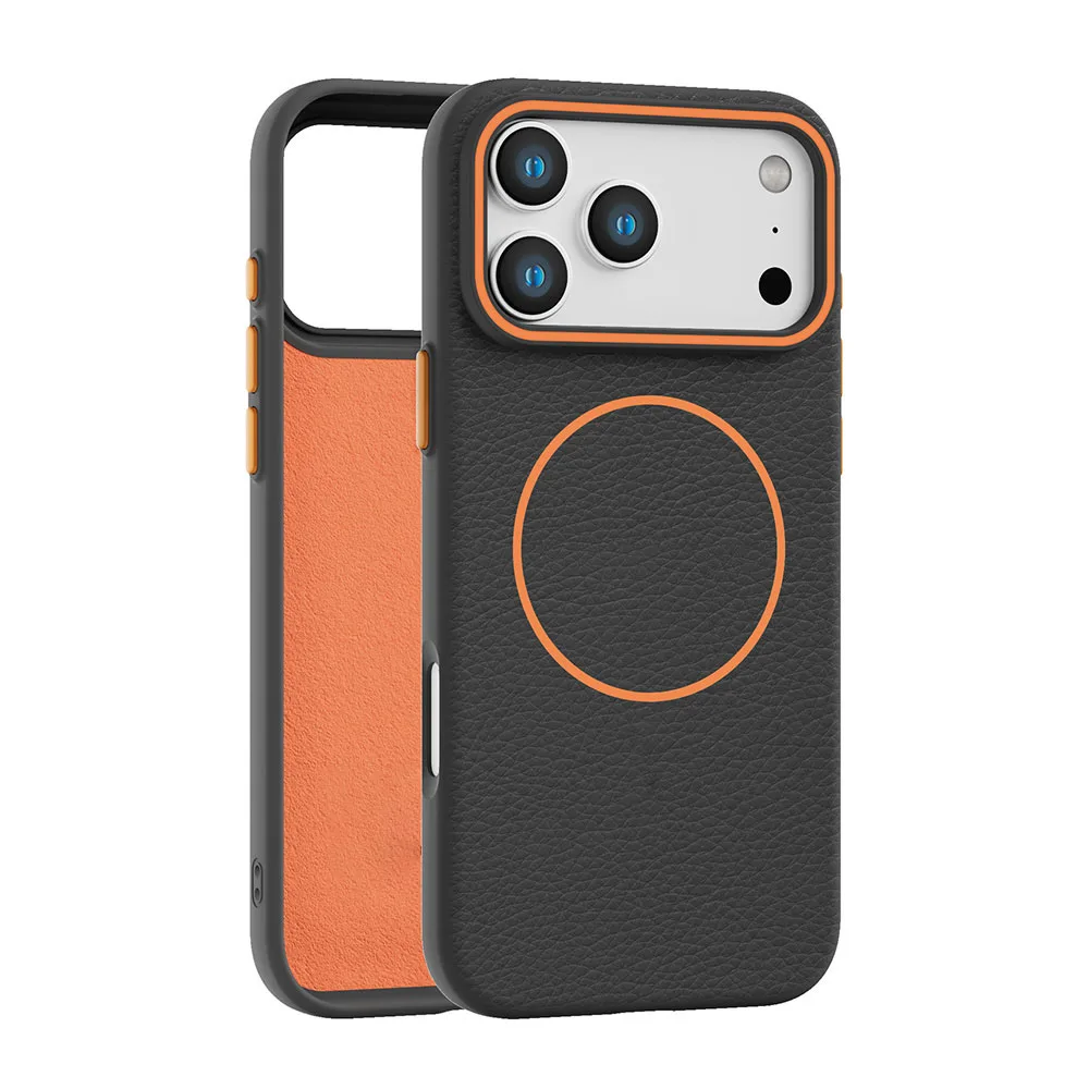 product laudtec litchi grain phone case pure colour cover tpu cases shockproof back luxury customized for i 17 air 16 pro max sjk1069-7