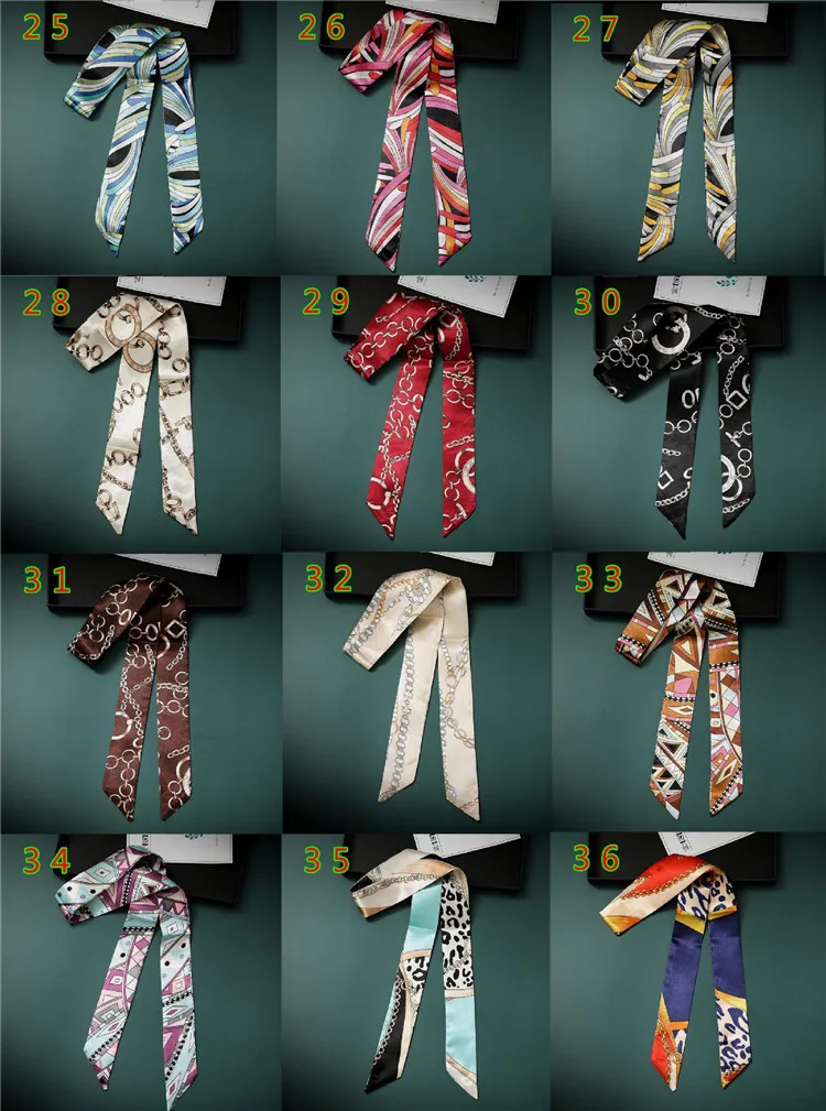 High Quality Designer Brand Women Hail Tie Scarf 100% Silk Twill Skinny Scarf