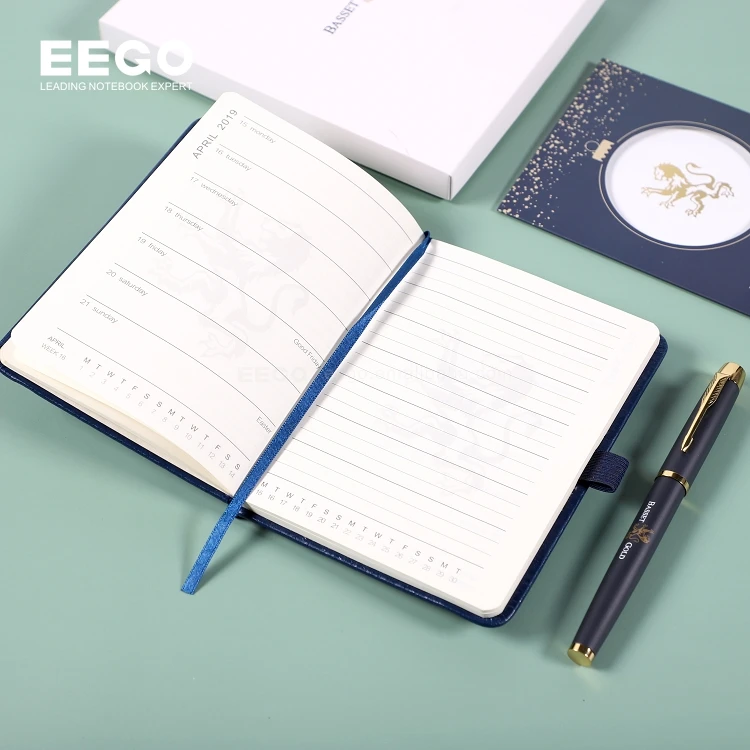 Luxury Custom Logo Note Book Diary Journal A5 A6 Business Office Corporate Gift Set Notebook With Box