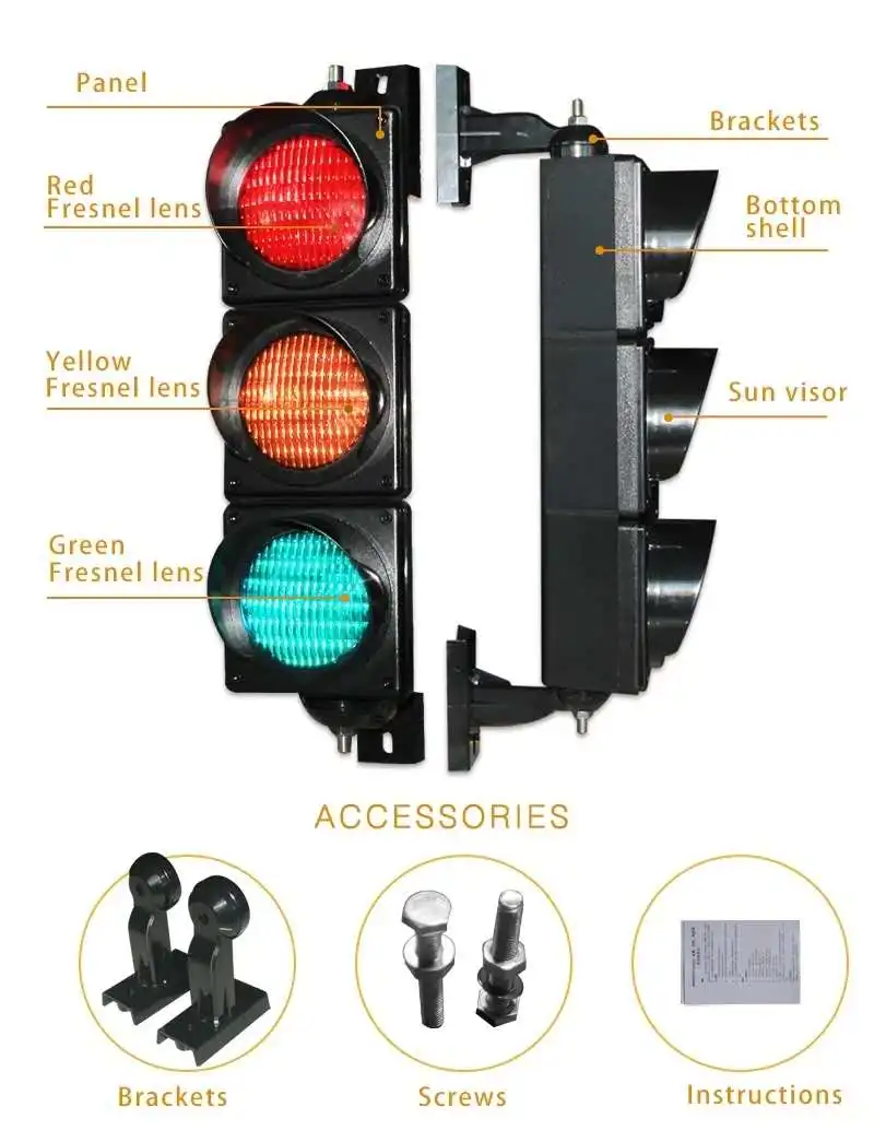 СВЕТОДИОДНЫЙ светофор с высоким потоком 100 мм, светофор, красный, янтарный и зеленый