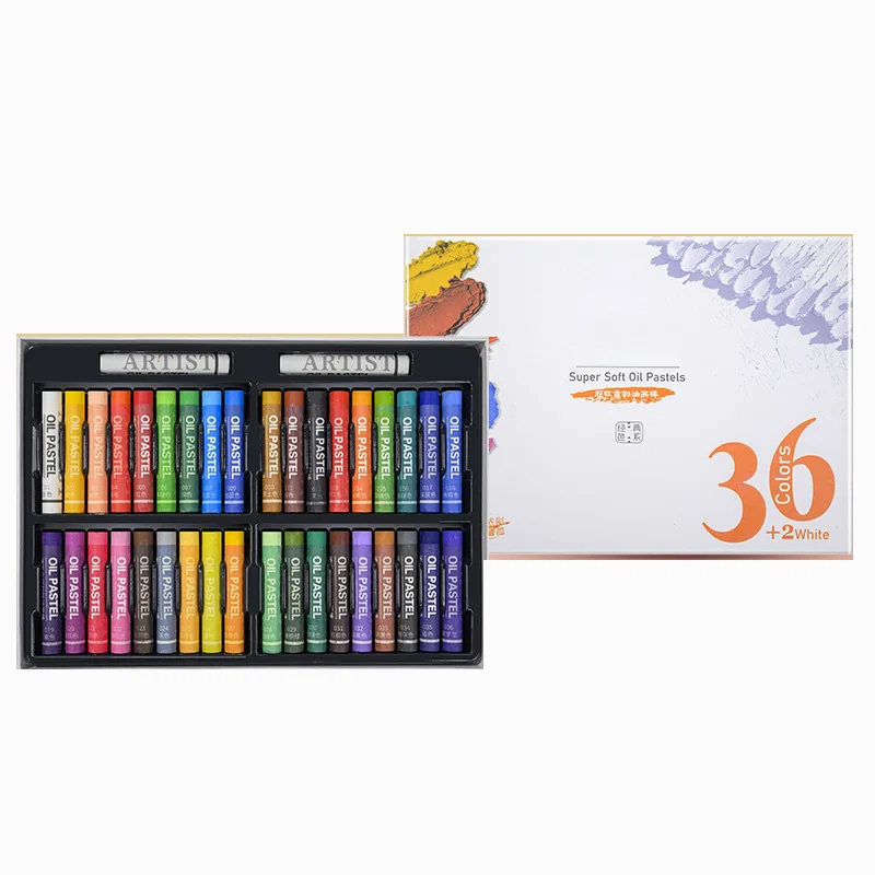 Glitter Custom Box 36 Colors Soft Drawing Art Crayons Washable Round Non Toxic Pastel Sticks Oil Set for Beginner