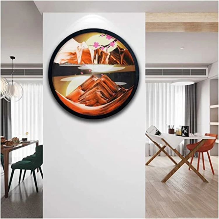 Blue Sky Flowing Sand Painting Dynamic 3D Natural Landscape Flowing Sand Picture Deep Sea Sand Art Relaxing Office