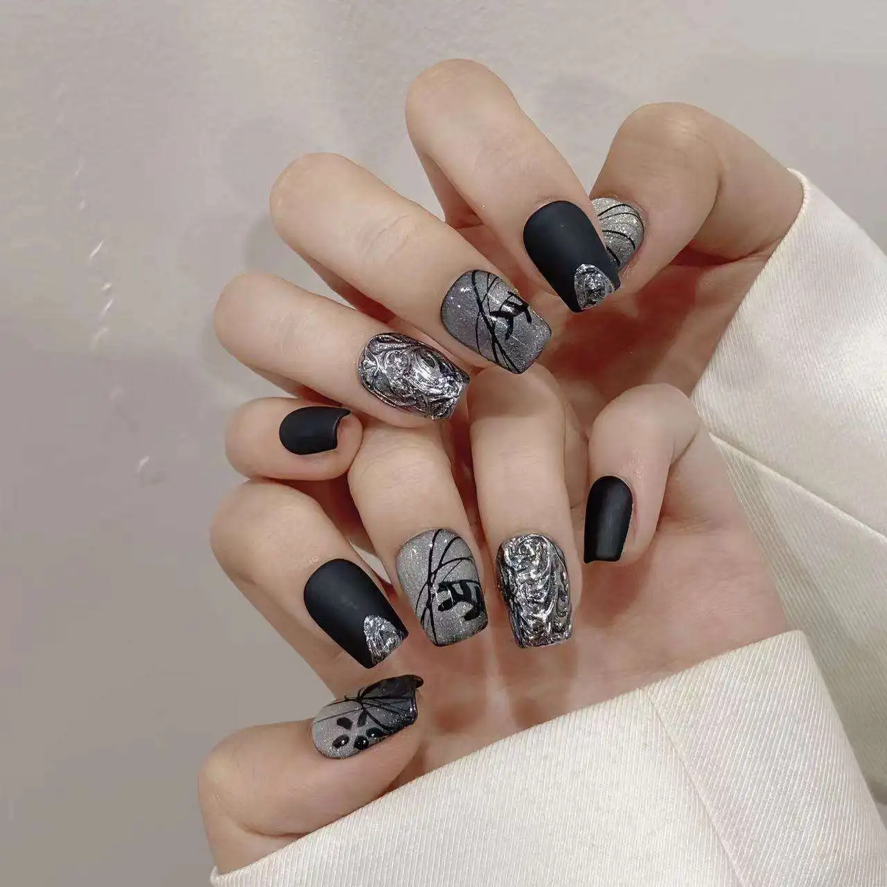 Luxury Black Nails, Handcrafted & Elegant