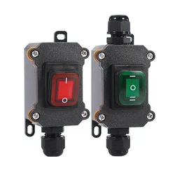 Meskliu Interrupteur En Ligne Étanche IP67 - DPST 20A 125V / 16A 250V, LED Verte, Pour Extérieur