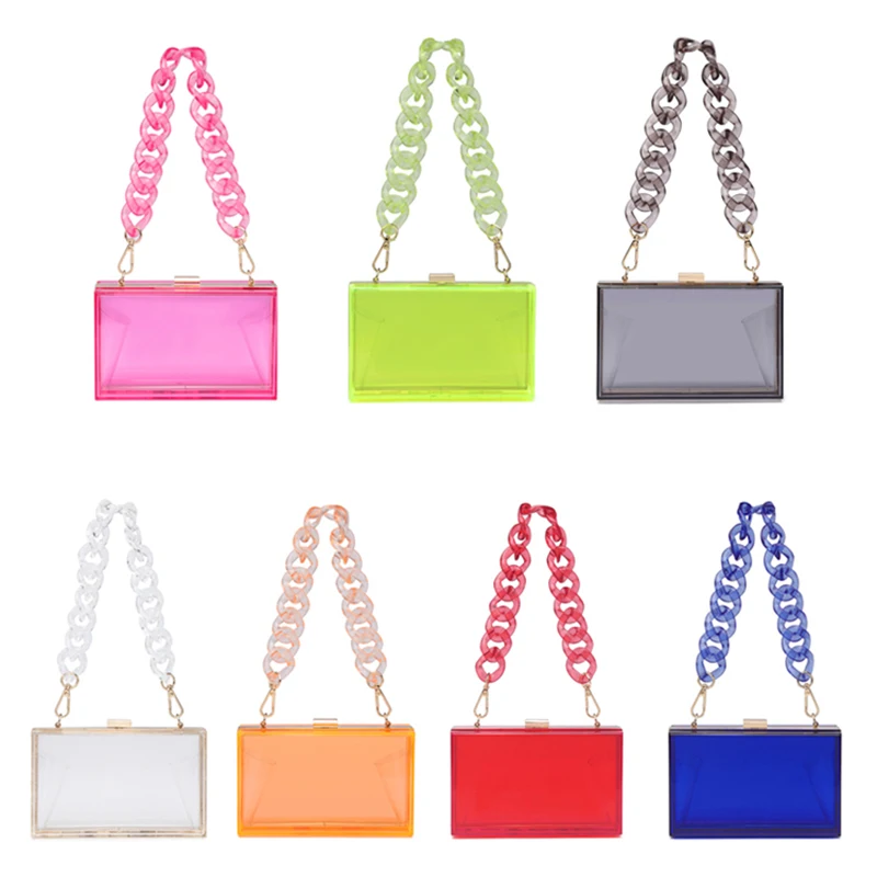 Clear Acrylic Box Clutch Bag Women Evening Bags Transparent Purses