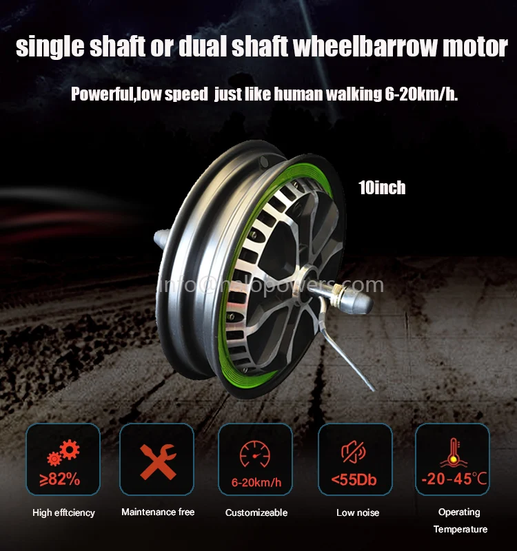 8 Or 10 Inch 36v 48v 250w1500w Gearless Electric Wheelbarrow