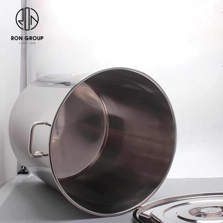 Cheap hotel stainless steel multi capacity soup container dinnerware heavy duty custom restaurant catering deep soup stock pot