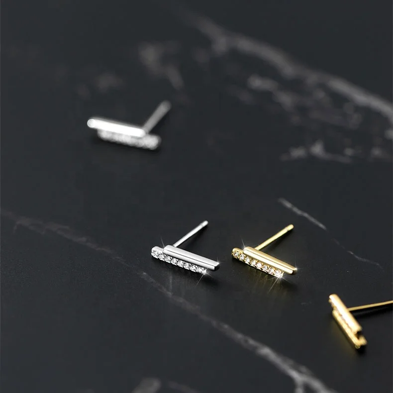 Wholesale NEW Shiny Gold Plated Double Bar Stud Earrings