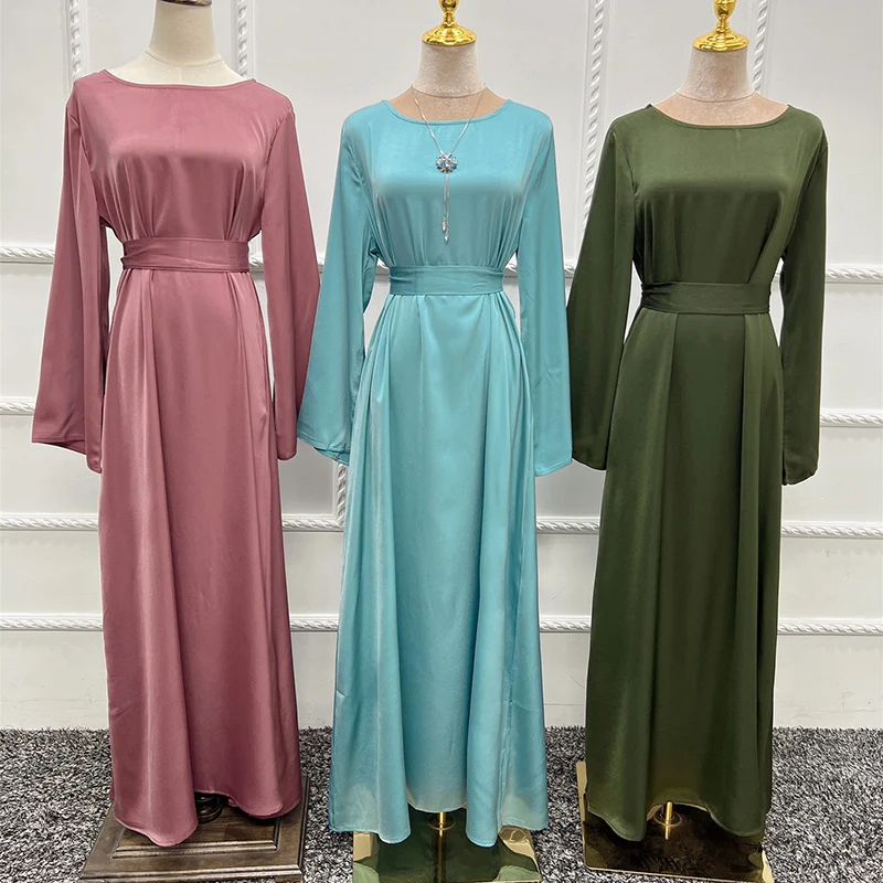 Abaya Close Cuff Maxi Dress Islamic Clothing Turkey Muslim Plain Belt ...