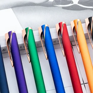 Customizable Logo Multi-Color Spray-Coated Ballpoint Pen Retractable Aluminum Barrel for Students Writing Gifts Advertising