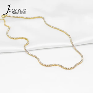 Luxury Pure Link Permanent Chains Jewelry Accessories 18K Yellow Gold Zircon Chains Choker Necklace Jewelry