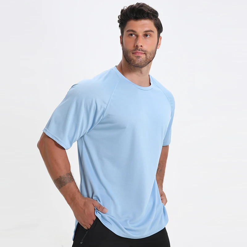 Workout Shirts Men Breathable Mesh Gym Shirt Loose Casual Side Split Blank  T Shirt for Men 100% Polyester