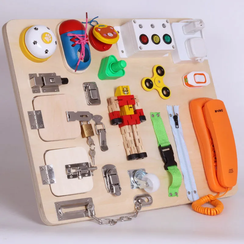 Bán chạy đồ chơi giáo dục Montessori bằng gỗ Bảng học tập bận rộn cho trẻ nhỏ