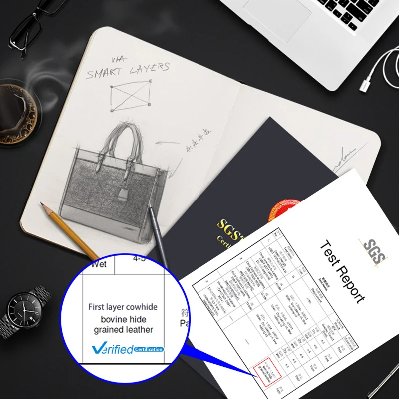 New Design Custom Office Laptop Bag 15.6 Inch Lightweight Men Documents Genuine Leather Briefcase