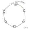 White zirconium silver bracelet b919