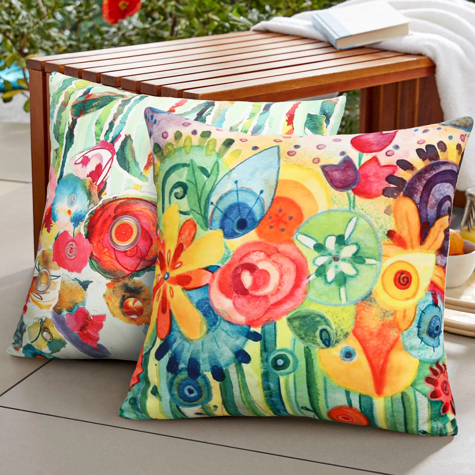 High Quality Floral Knitted Outdoor Sofa Cushions and Pillows New Patterned Waterproof for Camping Sleeping Hotel Use supplier