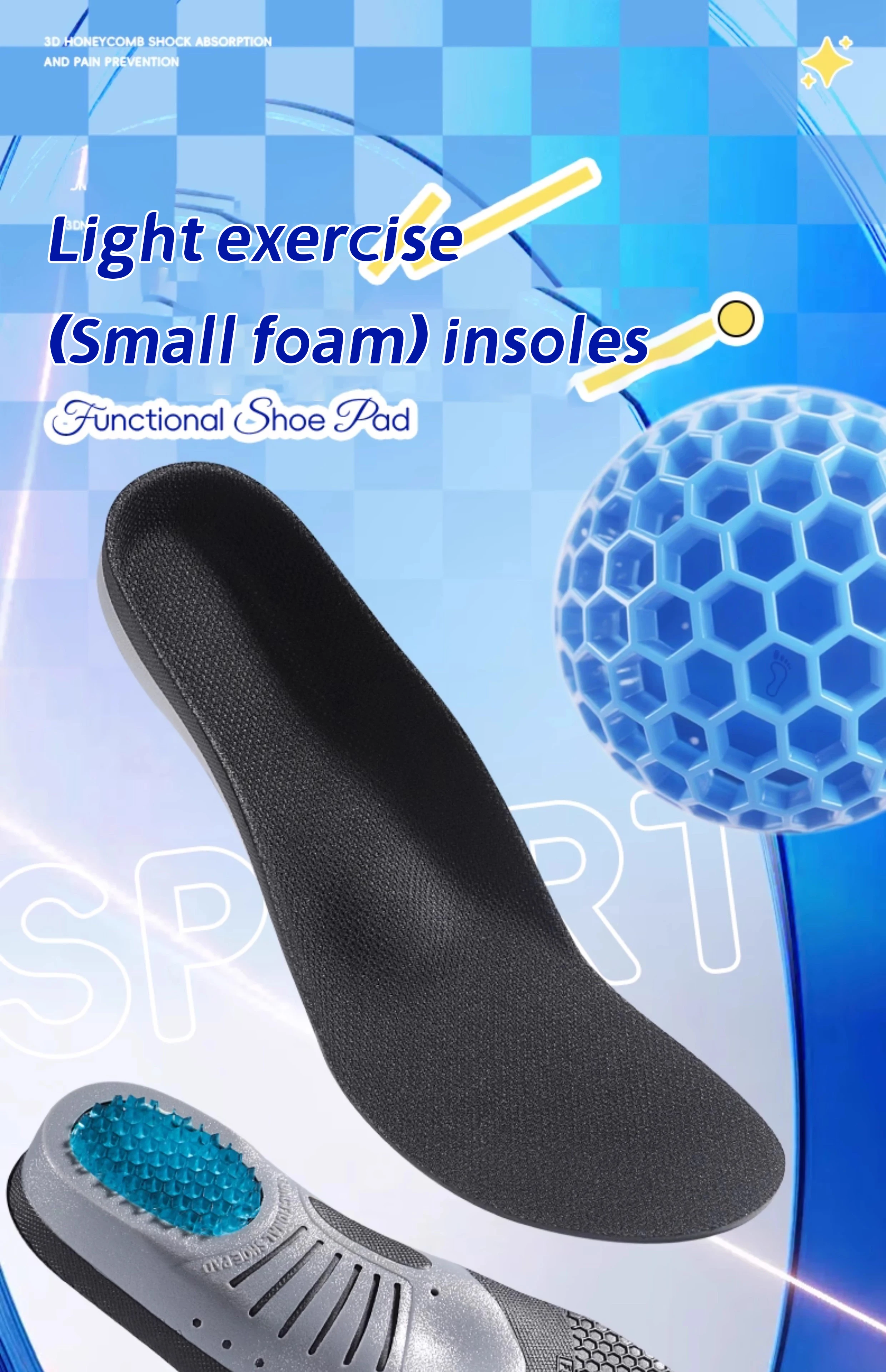 Lightweight Badminton Shoes Cushion Quick Turn Stable Support Honeycomb Shock-Absorbing Design Comfort Insoles for All Sports
