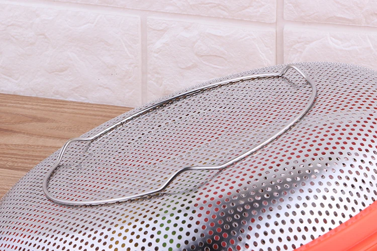 Factory Prices Colorful Stainless Steel Washing Rice Sieve Colanders  Kitchen Colander Strainer With PP Handle_5