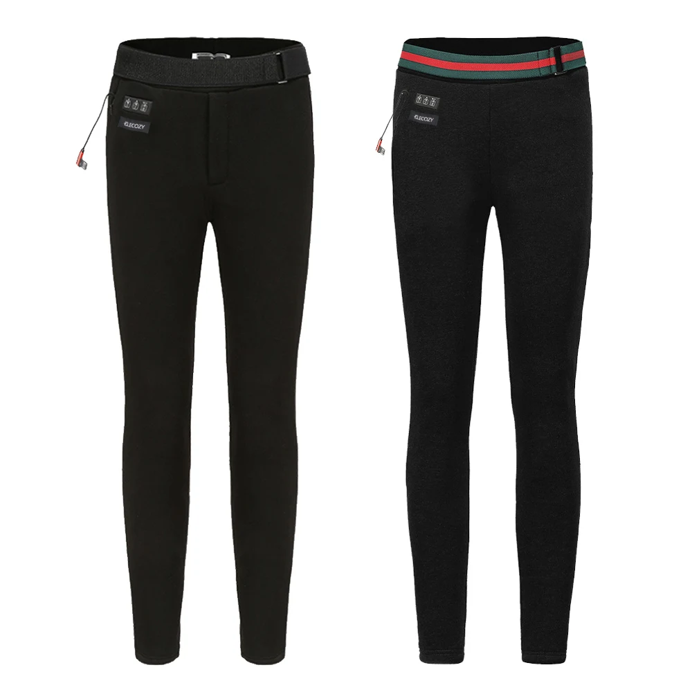 ELECOZY USB 3 Level Temperature Control Carbon Fiber Thermal Heated Pants Cold Winter Battery Powered Body Warming Trousers
