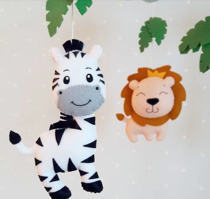 Neutral Felt Jungle Theme Mobile Baby Safari Animal Crib Mobiles Baby