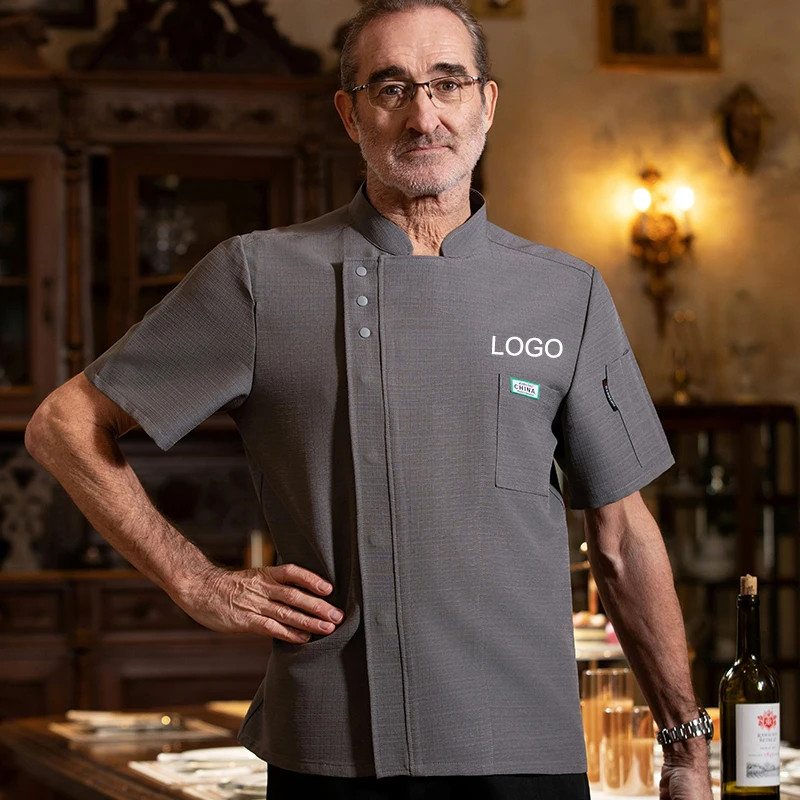 New Breathable Chef Work Uniform Hotel Catering Short-sleeved