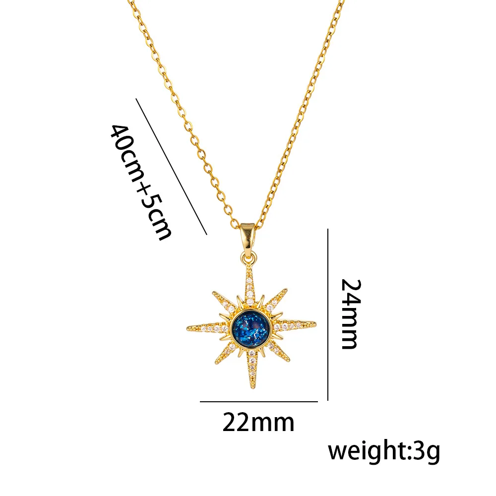 SMING Design Blue Gemstone Star Planet Necklace Pendant Stainless