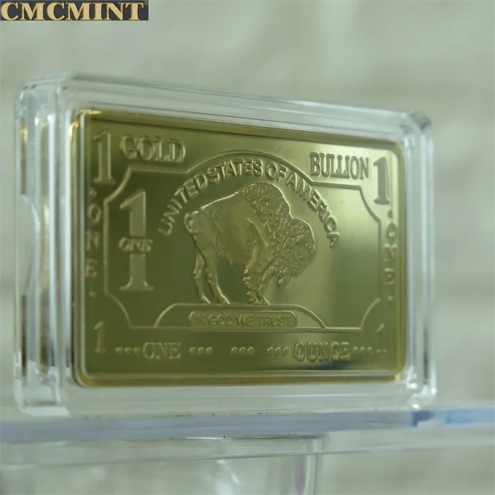 1オンス500ミルズゴールドバッファローバー、プラスチックケースパッキング付き自作通貨ブランク彫刻コイン