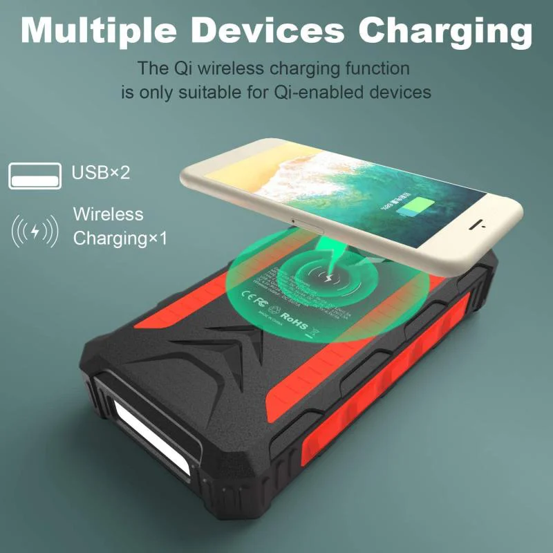 IP67 IPX6 Waterproof Solar Power Bank 36000mah Solar Charger Waterproof 10000mah 8000mah Power Bank Portable for Cell