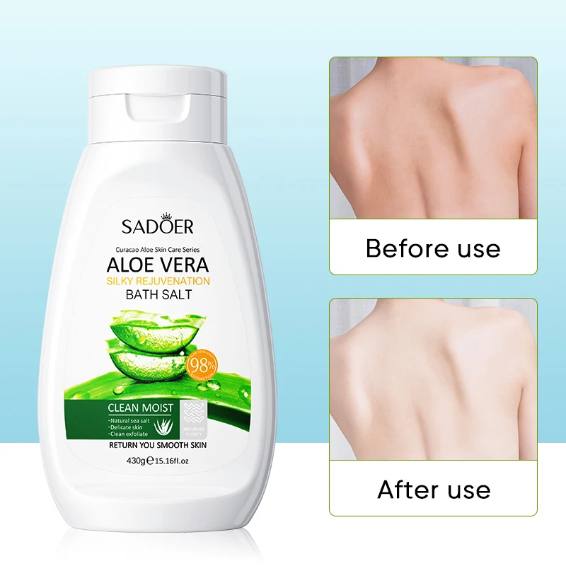 SADOER Aloe Vera Bath Salt Deep Cleaning Gentle Exfoliator Whitening  Moisturizing Smoothing Skin Shower Gel Body Scrub Bath Salt