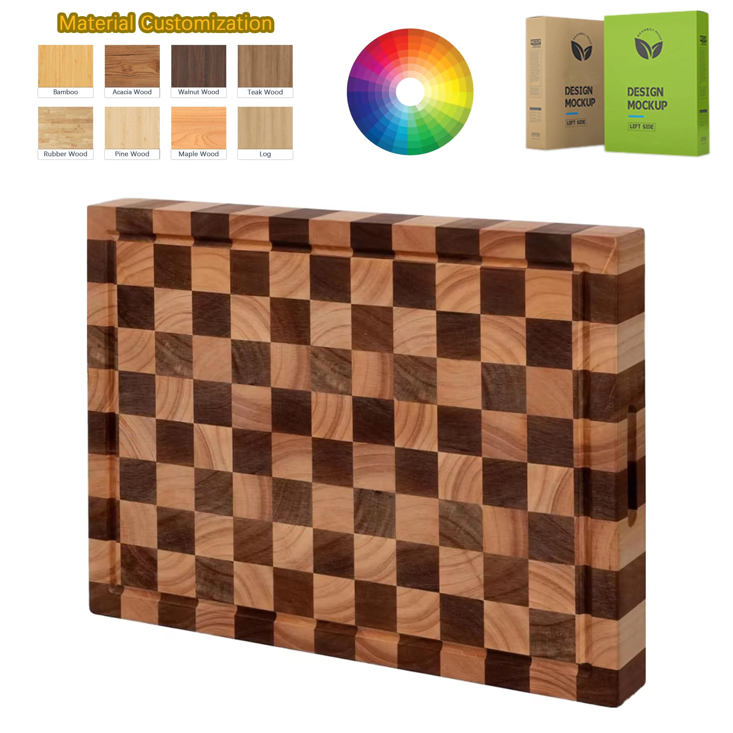 ZC Custom Engraving Chopping Blocks Bulk Chopping Boards Sustainable End Grain Cutting Board for Kitchen Use