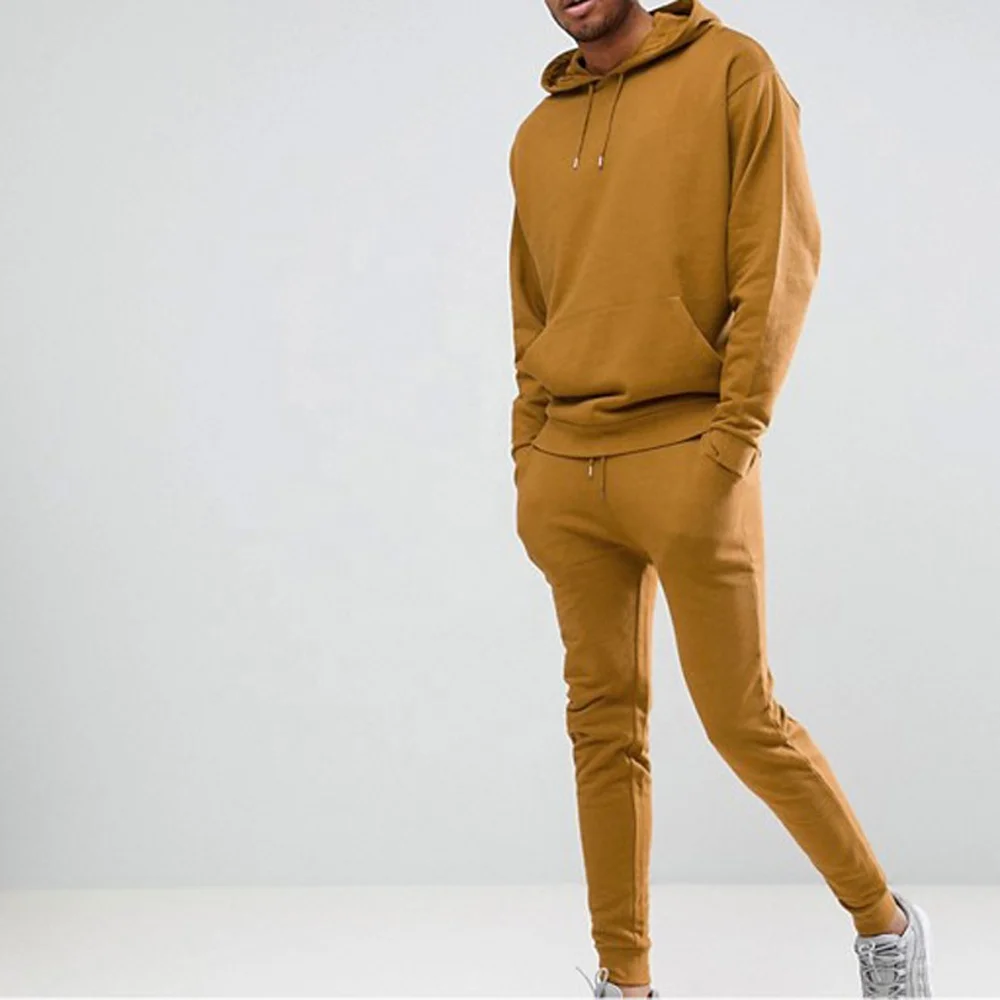 High Quality Plain Cotton Mens Tracksuit Custom Logo Slim Fit Wholesale  Sweat Suits