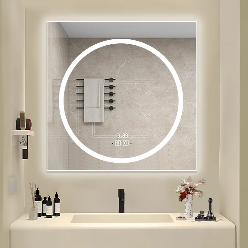 Frameless LED Bathroom Mirror Wall Mount Makeup Bath Mirrors with Adjustable Brightness and Defog Function