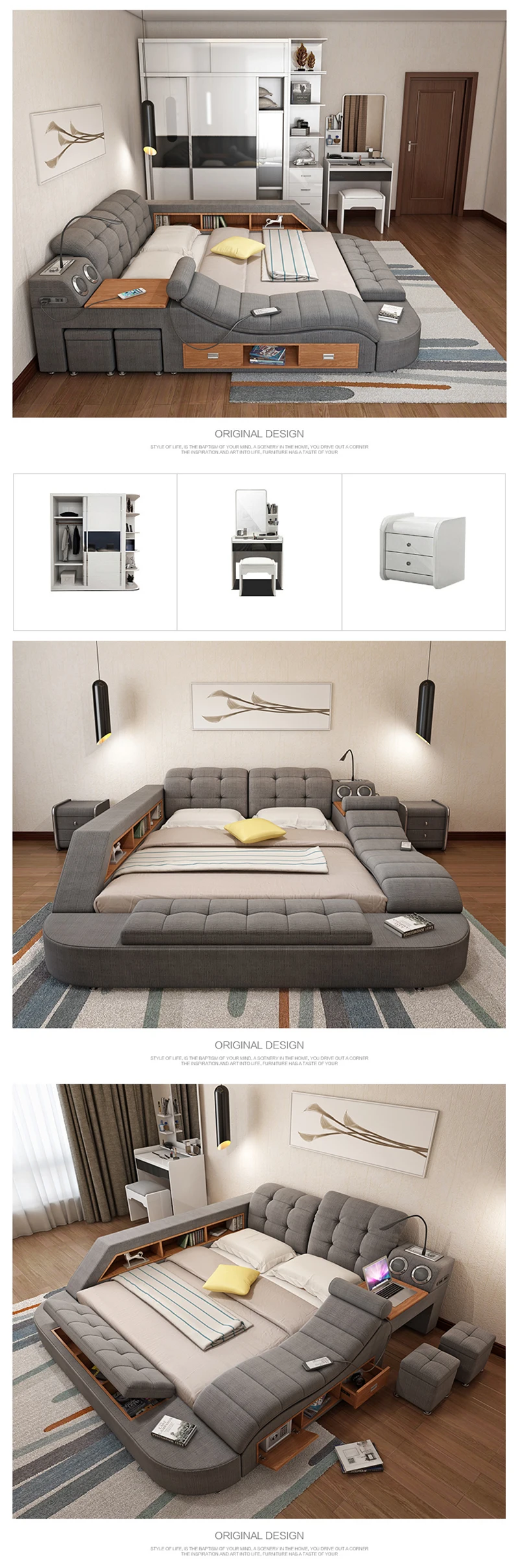 Luxury Modern Furniture Designs Leather Fabric Massage Seat King Size Beds Buy Modern