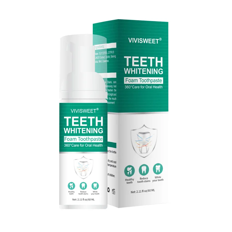 Custom Logo Non Peroxide Teeth Whitening Mousse Color Correct Foam Liquid Toothpaste