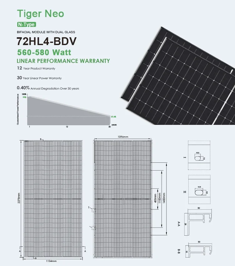 High Efficiency Jinko N Type 580W JKM580N-72HL4-BDV Bifacial Solar Panels Jinko Tiger Neo N-type Double Glass details