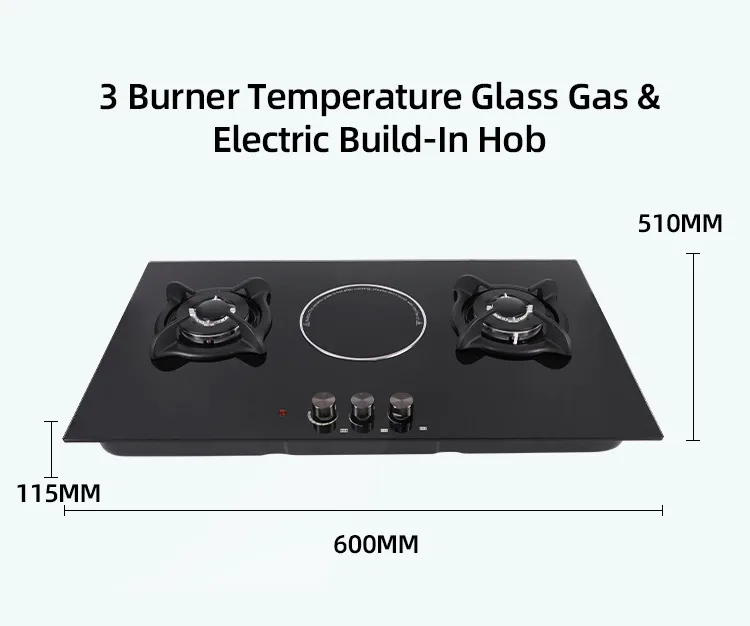 Luxurious Modern Glass Gas Stove 3 Burner Glass Top Easy To Clean Gas