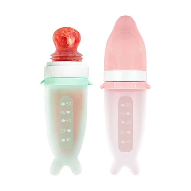 Rose Etosell Silicone Bouteille Extrusion Cuillere Enfants Complement Alimentaire Bouteille 