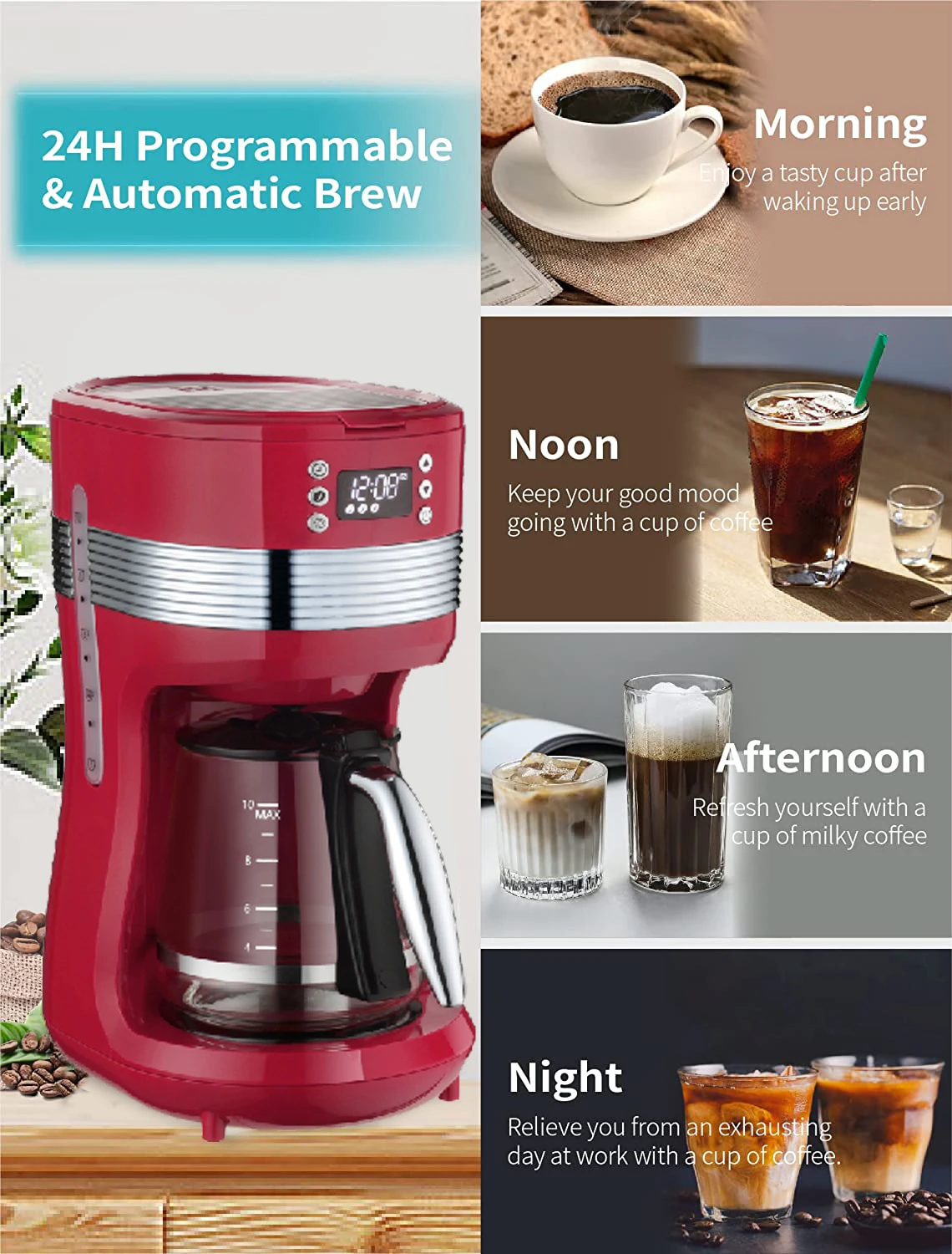 Newest Design 1.4l Led Digital Control 4h Keep Warm Household Mini Drip Coffee Machine Buy