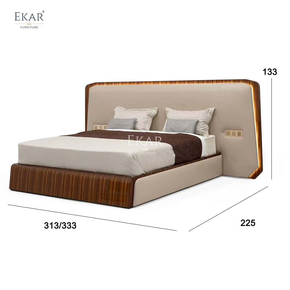 Modern Stylish Wide-Screen Solid Wood Bed Soft Functional Design for Bedroom Comfort details