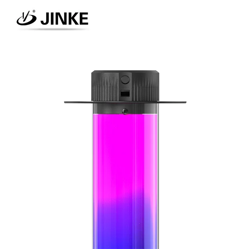 Jinke New Design Transparent Crowd Control Queue Pole Retractable Belt Post Rope Barrier RGBW LED Light clear Stanchions