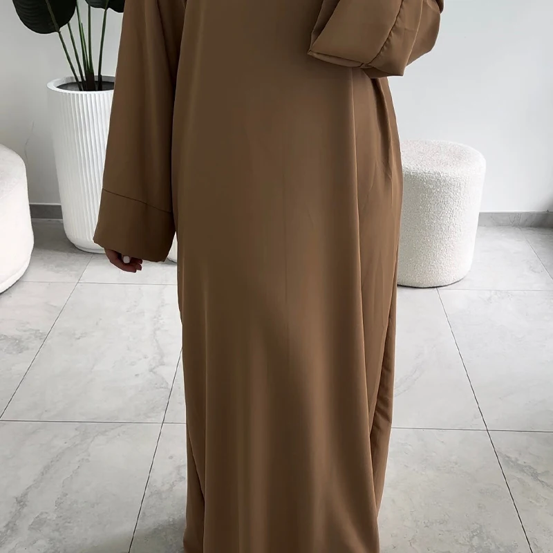 2024 New Design Australia Solid Color Wholesale Custom Modest Abaya Women Muslim Dress Breathable 100% Cotton Women Abaya