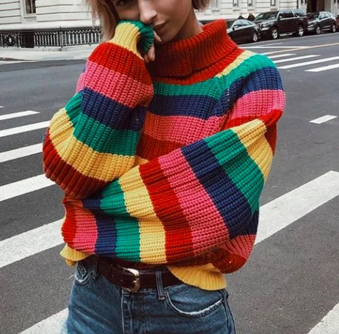 rainbow sweater for women
