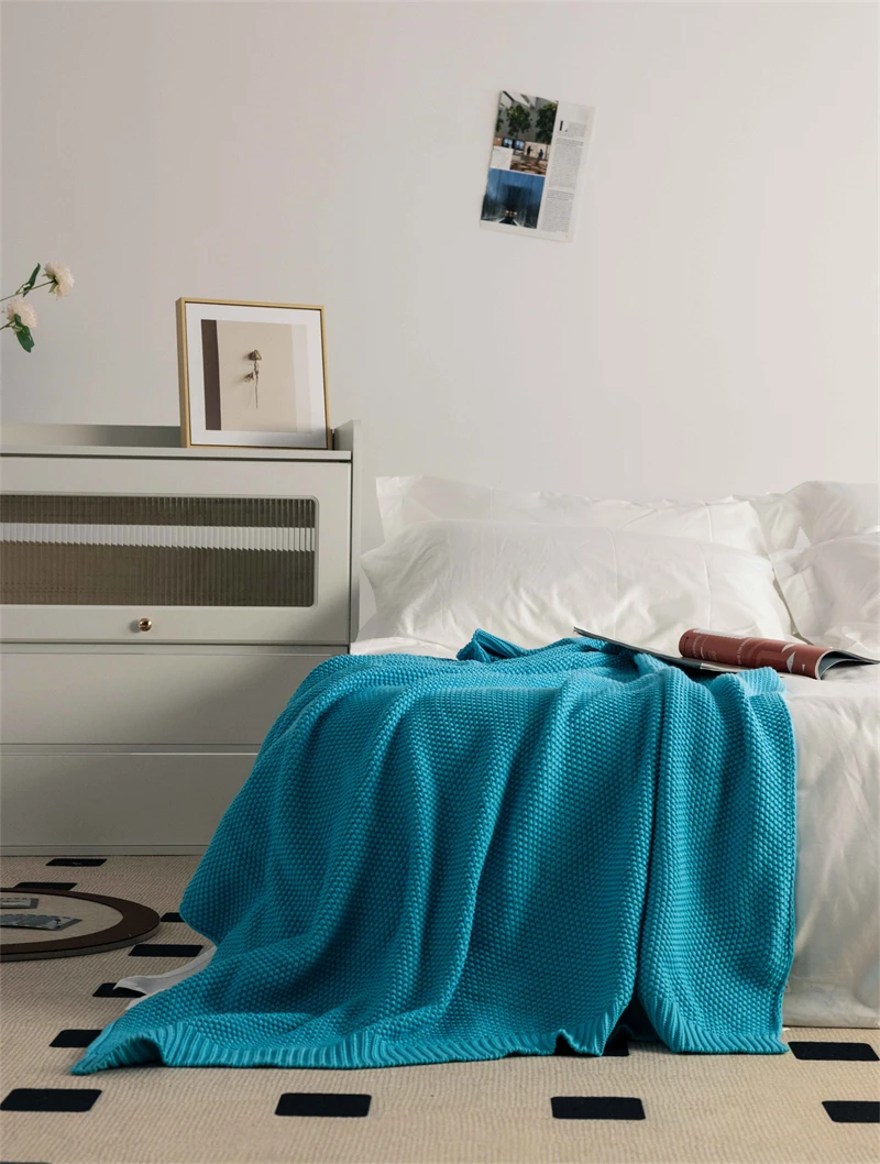 Chunky Cable Knit 100% cotton Lightweight thickness knitted blanket for Bed Home Decorative  AY details